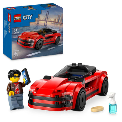 LEGO City Auto Sportiva Rossa - Macchina Giocattolo da Corsa, Giochi Educativi per Bambini e Bambine da 5 Anni in su - Idee Regalo per Compleanni e Feste - Include Minifigure e Accessori - 60448