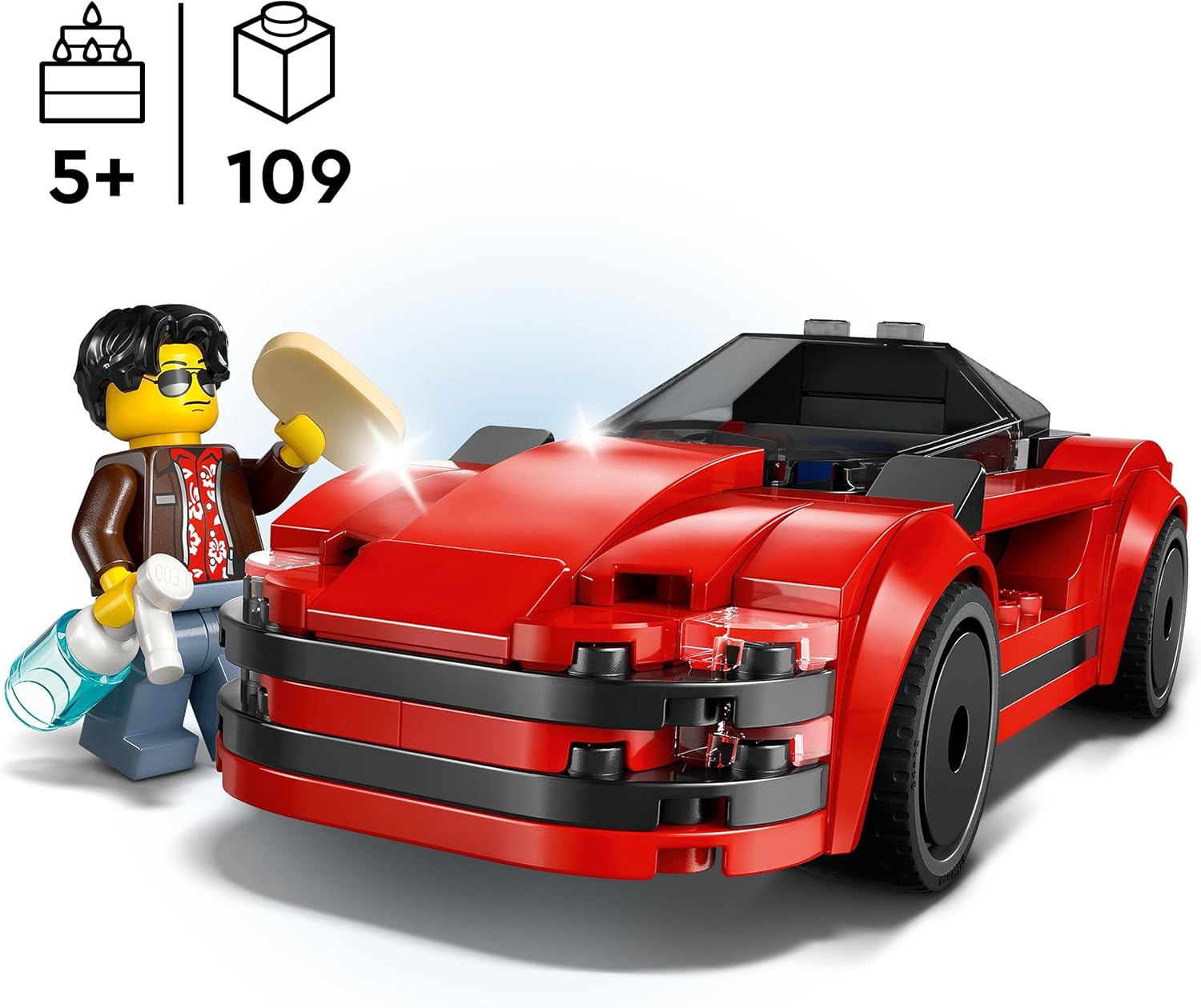 LEGO City Auto Sportiva Rossa - Macchina Giocattolo da Corsa, Giochi Educativi per Bambini e Bambine da 5 Anni in su - Idee Regalo per Compleanni e Feste - Include Minifigure e Accessori - 60448