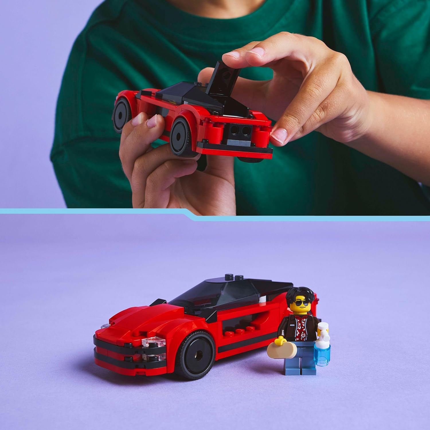 LEGO City Auto Sportiva Rossa - Macchina Giocattolo da Corsa, Giochi Educativi per Bambini e Bambine da 5 Anni in su - Idee Regalo per Compleanni e Feste - Include Minifigure e Accessori - 60448