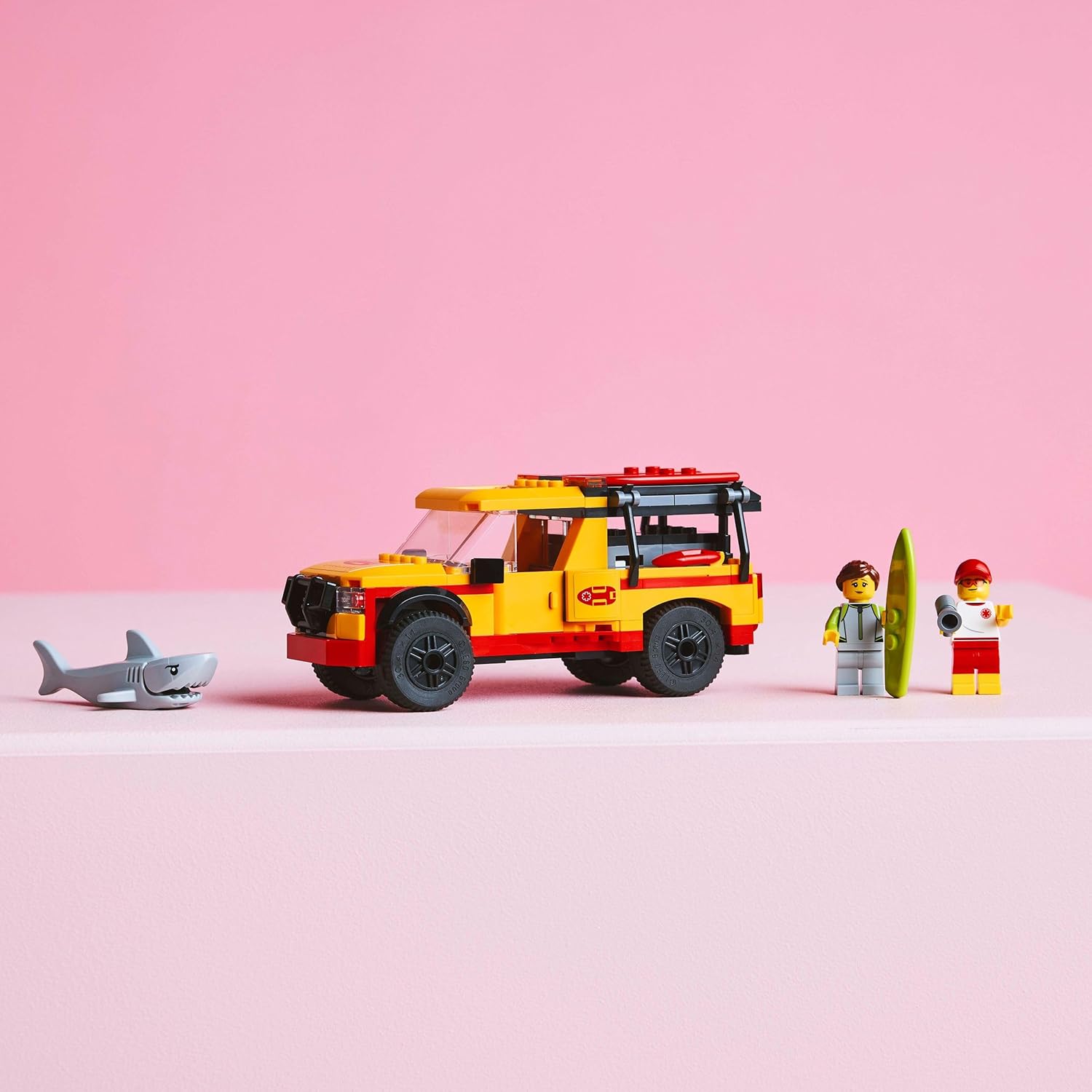 LEGO City Lifeguard Beach Rescue Truck Toy with 2 Minifigures and a Shark Figure - Building Set for 6+ Year Old Boys & Girls - Gifts for Beach-Loving Kids - 60453