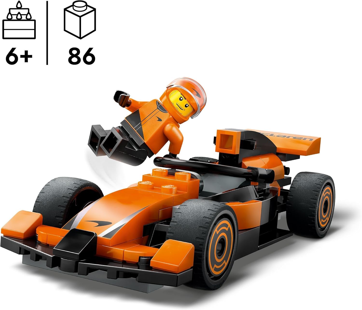 LEGO City F1 Rennfahrer mit McLaren Rennauto - Spielzeug Formel 1 Modell mit Rennwagen und Minifigur - Kleines Geschenk für Jungen und Mädchen ab 6 Jahren oder Motorsport Fans 60442
