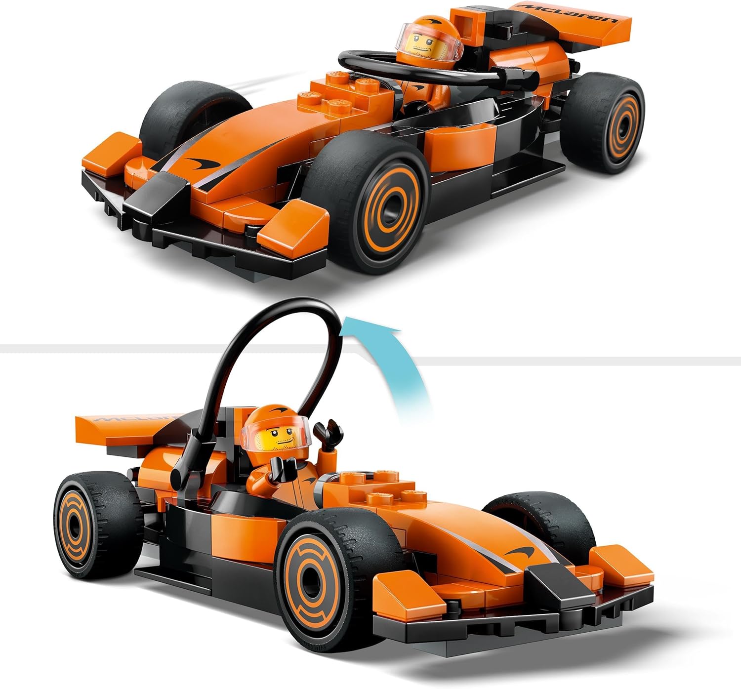 LEGO City F1 Rennfahrer mit McLaren Rennauto - Spielzeug Formel 1 Modell mit Rennwagen und Minifigur - Kleines Geschenk für Jungen und Mädchen ab 6 Jahren oder Motorsport Fans 60442
