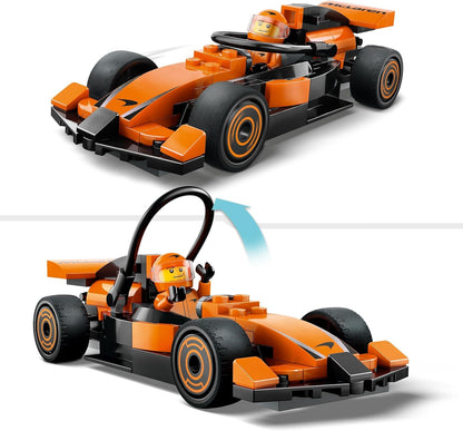 LEGO City F1 Rennfahrer mit McLaren Rennauto - Spielzeug Formel 1 Modell mit Rennwagen und Minifigur - Kleines Geschenk für Jungen und Mädchen ab 6 Jahren oder Motorsport Fans 60442