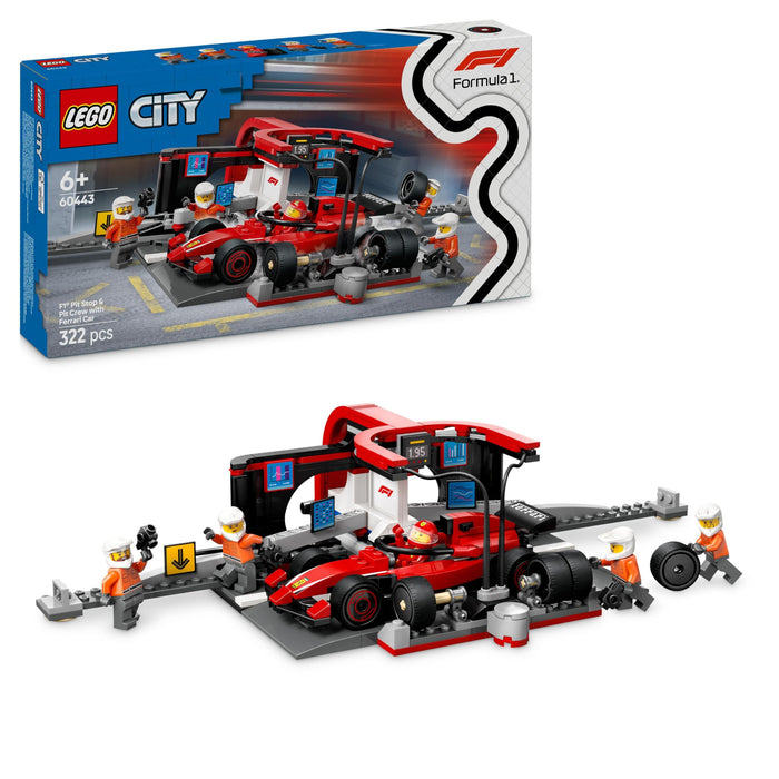 Lego City F1 Pitstop en Pitcrew Met Ferrari Auto ( 60443 )