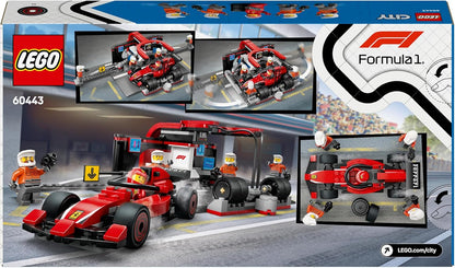LEGO City F1 Boxenstopp mit Boxencrew und Ferrari Flitzer - Formel 1 Pit Stop Set mit 1 Rennfahrer und 4 Mechaniker Minifiguren - Spielzeug Rennauto für Jungen und Mädchen ab 6 Jahren - 60443