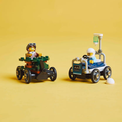 LEGO City Flugzeug vs. Krankenhausbett Rennwagen Set - Seifenkisten Spielzeug für Jungen und Mädchen ab 5 Jahren - Bauset mit 2 Minifiguren - Geschenk zum Geburtstag & für die Feiertage 60459