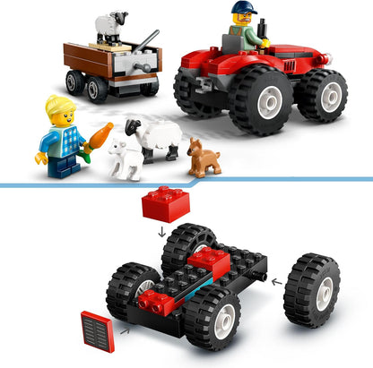 LEGO City Red Farm Tractor with Trailer & Sheep Toy Set - Playset with Animal Figures - Montessori Toys for 4+ Year Old Boys & Girls - Early Learning Gifts - 60461