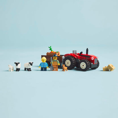 LEGO City Red Farm Tractor with Trailer & Sheep Toy Set - Playset with Animal Figures - Montessori Toys for 4+ Year Old Boys & Girls - Early Learning Gifts - 60461