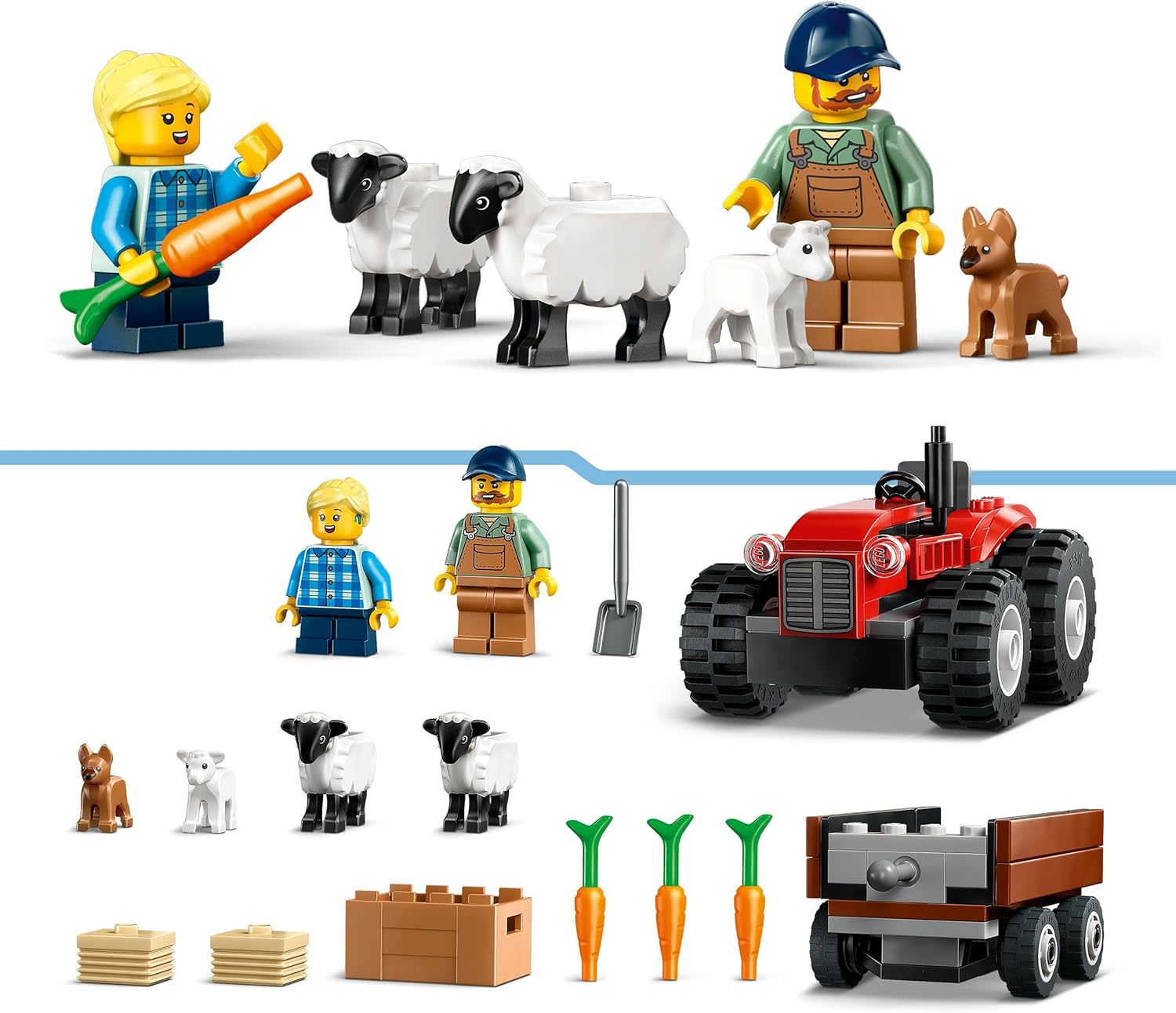 LEGO City Red Farm Tractor with Trailer & Sheep Toy Set - Playset with Animal Figures - Montessori Toys for 4+ Year Old Boys & Girls - Early Learning Gifts - 60461