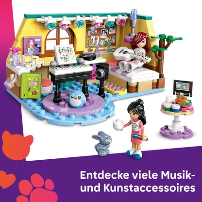 LEGO Friends Paisley's Room Set, kreatives Lernspielzeug für Mädchen ab 6 Jahren, mit 2 Heartlake City Charakteren, einer Hasenfigur, Instrumenten und Puppenhauszubehör 42647