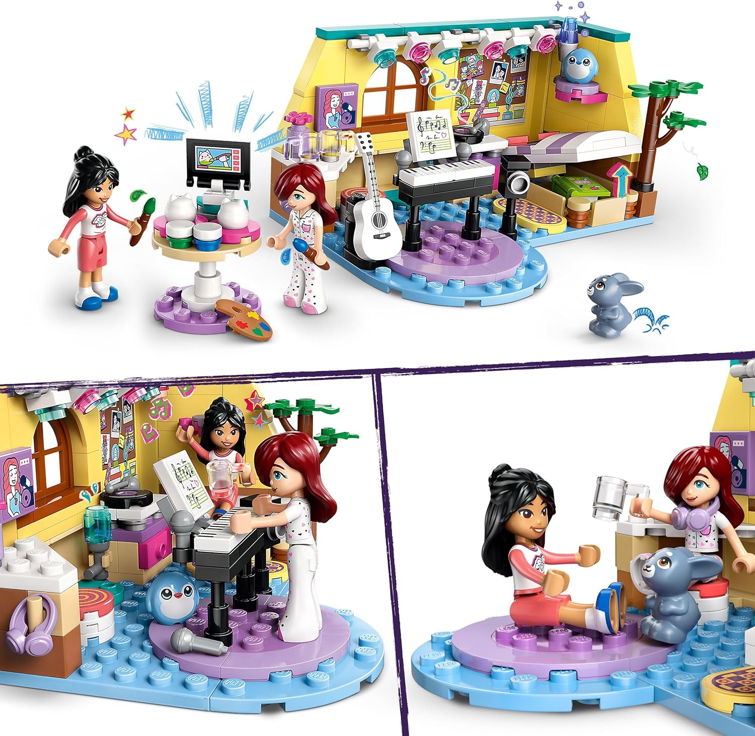 LEGO Friends Paisley's Room Set, kreatives Lernspielzeug für Mädchen ab 6 Jahren, mit 2 Heartlake City Charakteren, einer Hasenfigur, Instrumenten und Puppenhauszubehör 42647