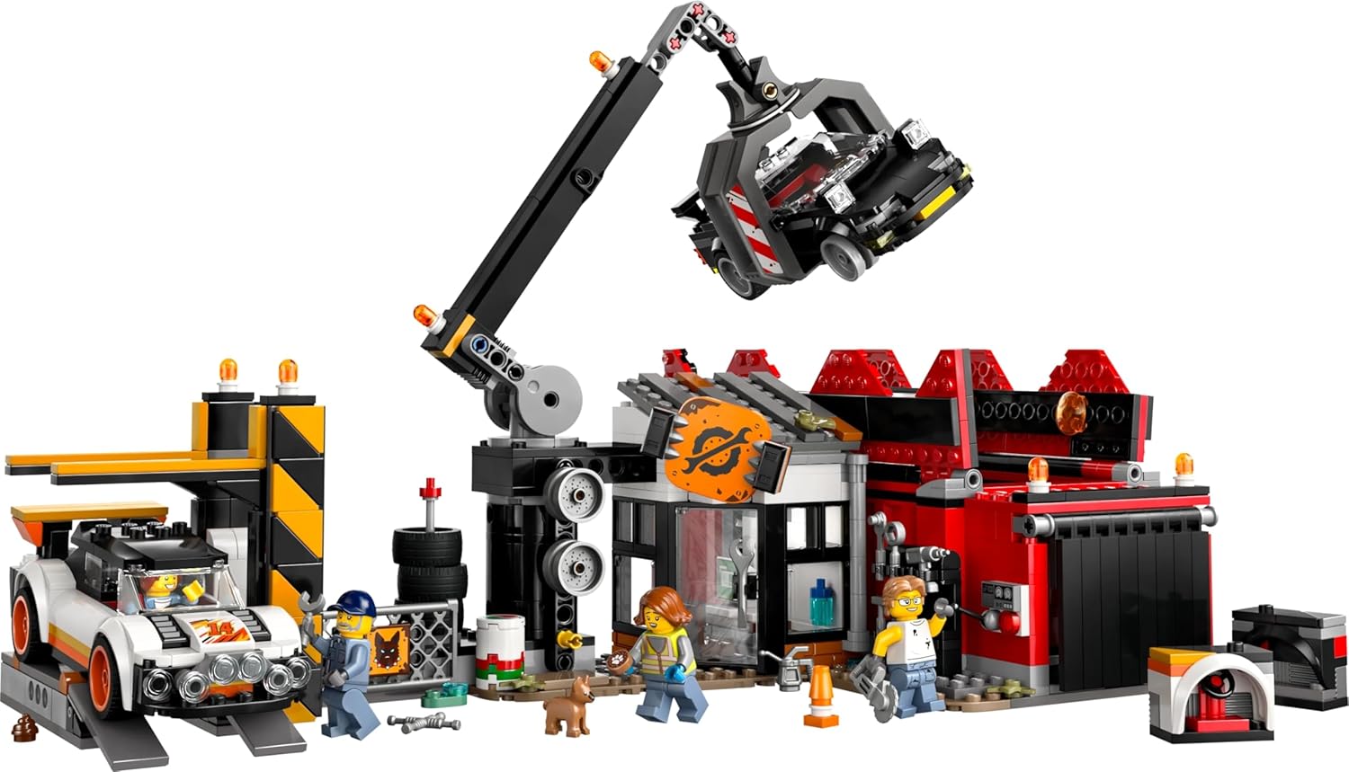 LEGO City Desguace con Coches, Depósito de Chatarra con Compactadora y Grúa de Juguete, 2 Vehículos Clásicos y 4 Minifiguras, Regalo para Niños y Niñas de 7 Años o Más 60472