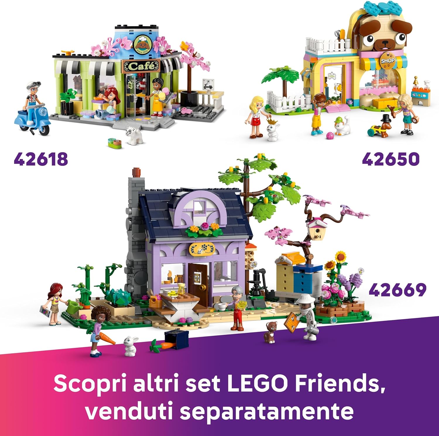 LEGO Friends Negozio di Dolciumi di Heartlake City, Giochi di Ruolo per le Abilità Sociali per Bambine da 6 Anni, Set con Personaggi, Lecca-Lecca, Distributore di Caramelle e Gatto Giocattolo 42649