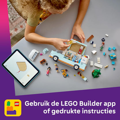 LEGO Friends Camperavontuur met vrienden Speelgoed voor 7 jaar en Ouder, Camper Bouwpakket voor Kinderen, Voertuig Set voor Rollenspellen, Cadeau voor Meisjes 42663