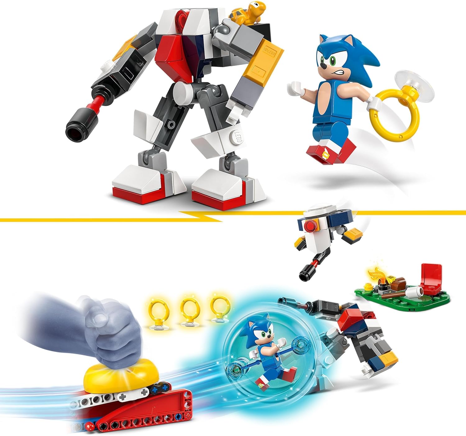 LEGO Sonic the Hedgehog: Sonic’s Campfire Clash Set, Collectible Building Toy with 4 Characters, Gold Rings and a Chaos Emerald, Gifts for Gamers, Boys & Girls aged 7 Plus 77001