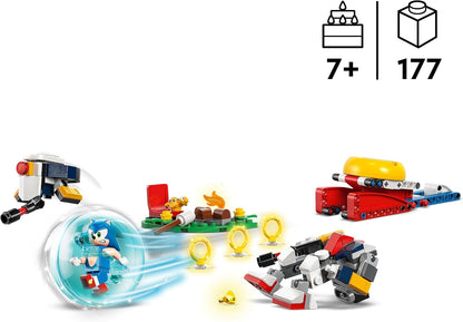LEGO Sonic the Hedgehog: Sonic’s Campfire Clash Set, Collectible Building Toy with 4 Characters, Gold Rings and a Chaos Emerald, Gifts for Gamers, Boys & Girls aged 7 Plus 77001