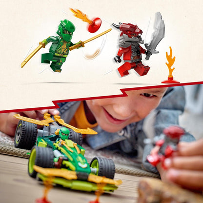 LEGO NINJAGO Lloyd’s Pull-Back Race Car Toy with 2 Minifigures for Imaginative Play - Dragons Rising Ninja Set - Gift for 7 Plus year Old Boys & Girls 71828