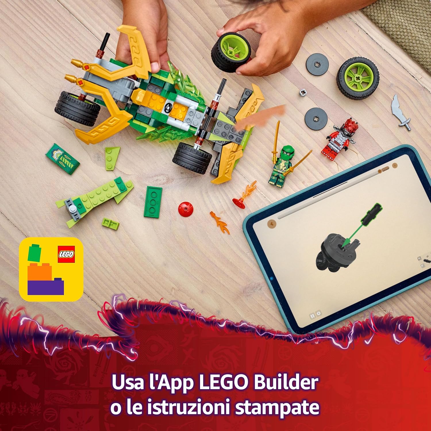 LEGO NINJAGO Lloyd’s Pull-Back Race Car Toy with 2 Minifigures for Imaginative Play - Dragons Rising Ninja Set - Gift for 7 Plus year Old Boys & Girls 71828