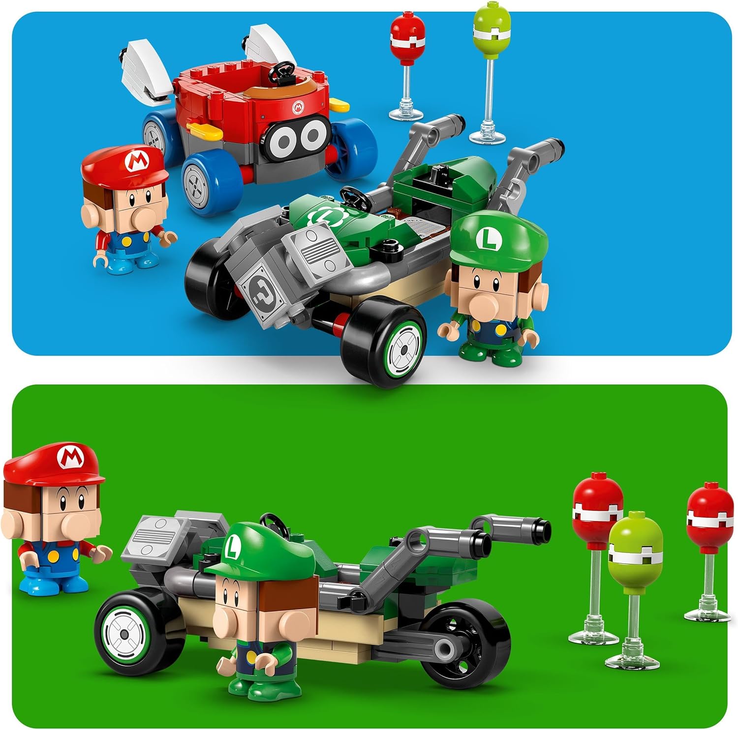 LEGO Super Mario: Mario Kart – Baby Mario vs. Baby Luigi Bouwpakket voor Kinderen met 2 Nintendo Game Figuren en 2 Speelgoed auto's, Cadeau voor jongens, meisjes en Gamers vanaf 8 jaar 72034