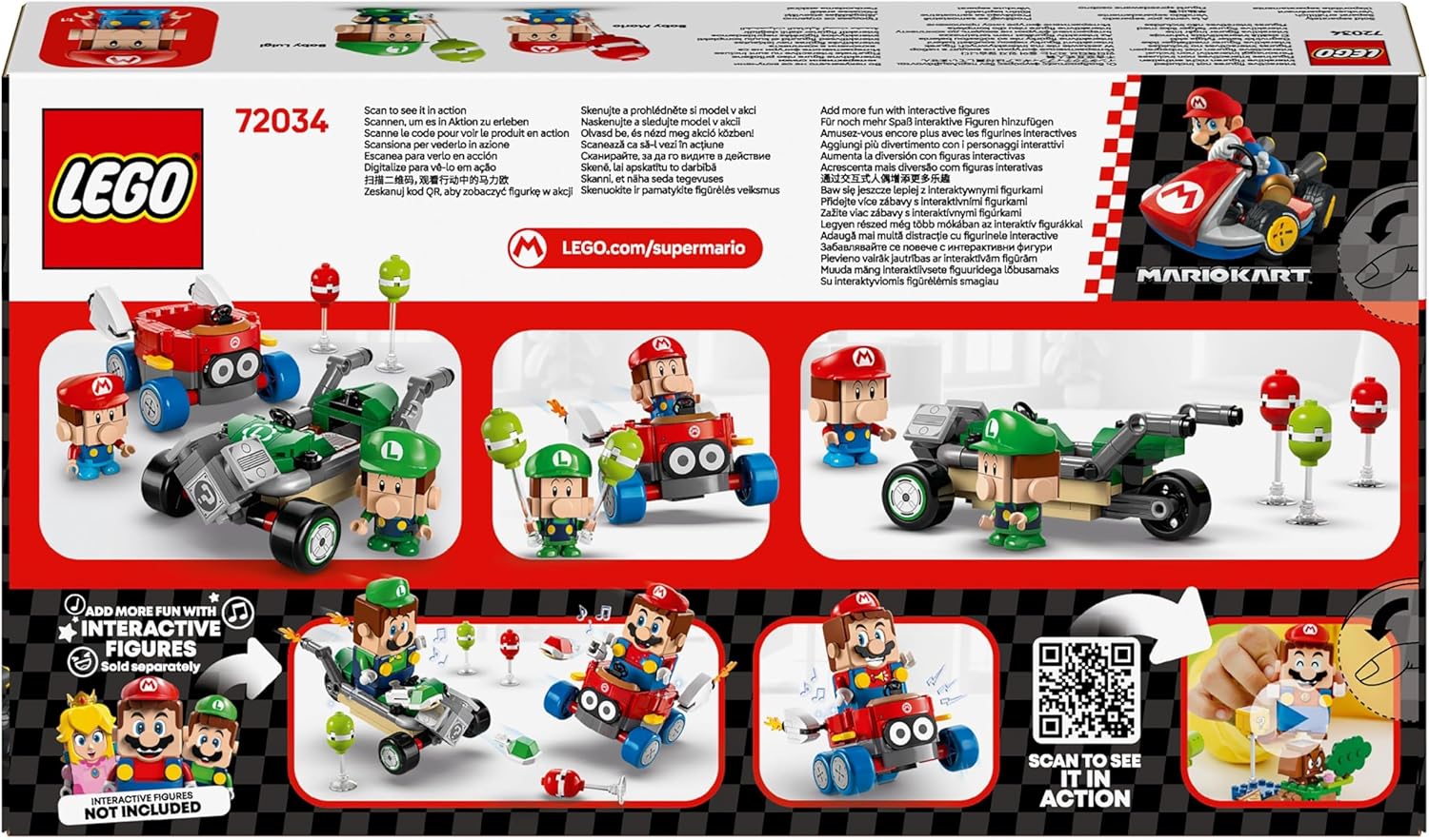 LEGO Super Mario: Mario Kart – Baby Mario vs. Baby Luigi Bouwpakket voor Kinderen met 2 Nintendo Game Figuren en 2 Speelgoed auto's, Cadeau voor jongens, meisjes en Gamers vanaf 8 jaar 72034