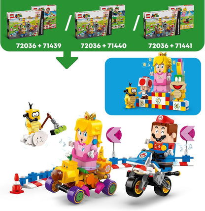 LEGO Super Mario: Mario Kart– Baby Peach en grand prix–set, Nintendo Bouwpakket voor Kinderen, Speelgoed voor 8 jaar en ouder met Toad, Lakitu, Lemmy en Meer, Cadeau voor Jongens en Meisjes 72036
