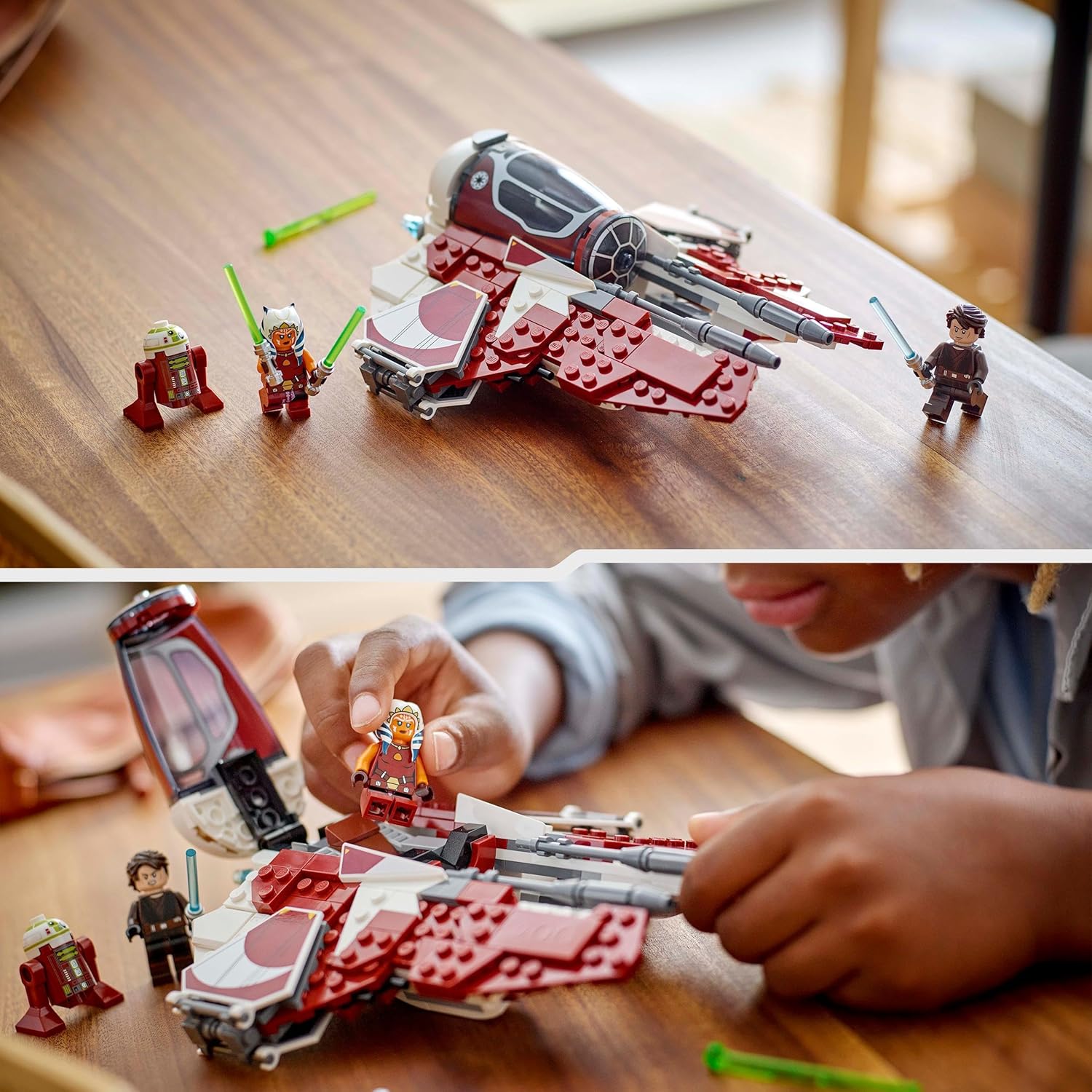 LEGO Star Wars 75401 Ahsoka’s Jedi Interceptor Building Toy Features 2 Minifigures with Lightsabers Incl. Anakin Skywalker, plus an R7-A7 Droid Figure for The Clone Wars Fans, 8+ Year Old Boys & Girls
