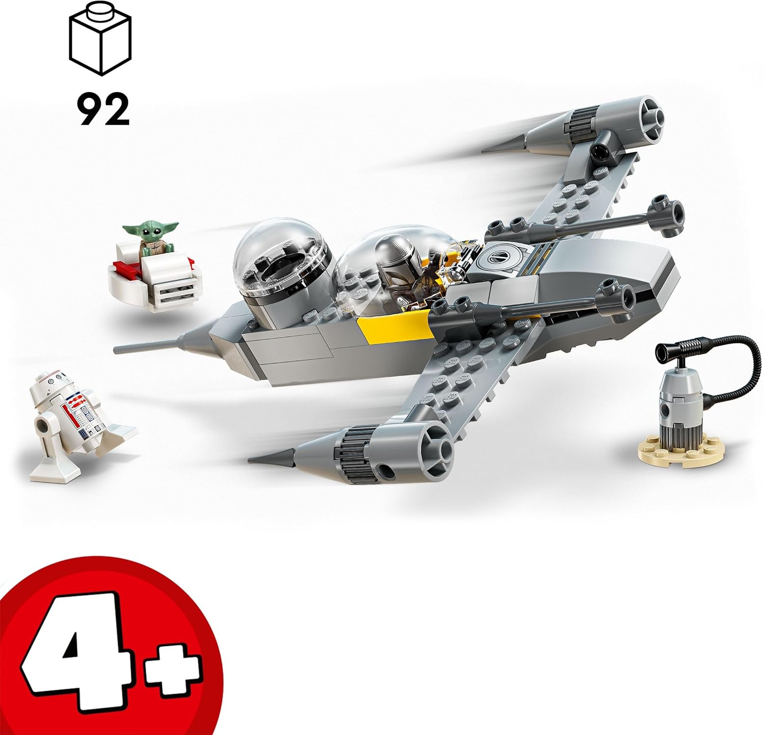 LEGO Star Wars 75410 Mando and Grogu’s N-1 Starfighter Building Toy with The Mandalorian Minifugure, Grogu & R5-D4 Figures, plus a Brick-Built Fueling Station, Playset for 4+ Year Old Boys & Girls