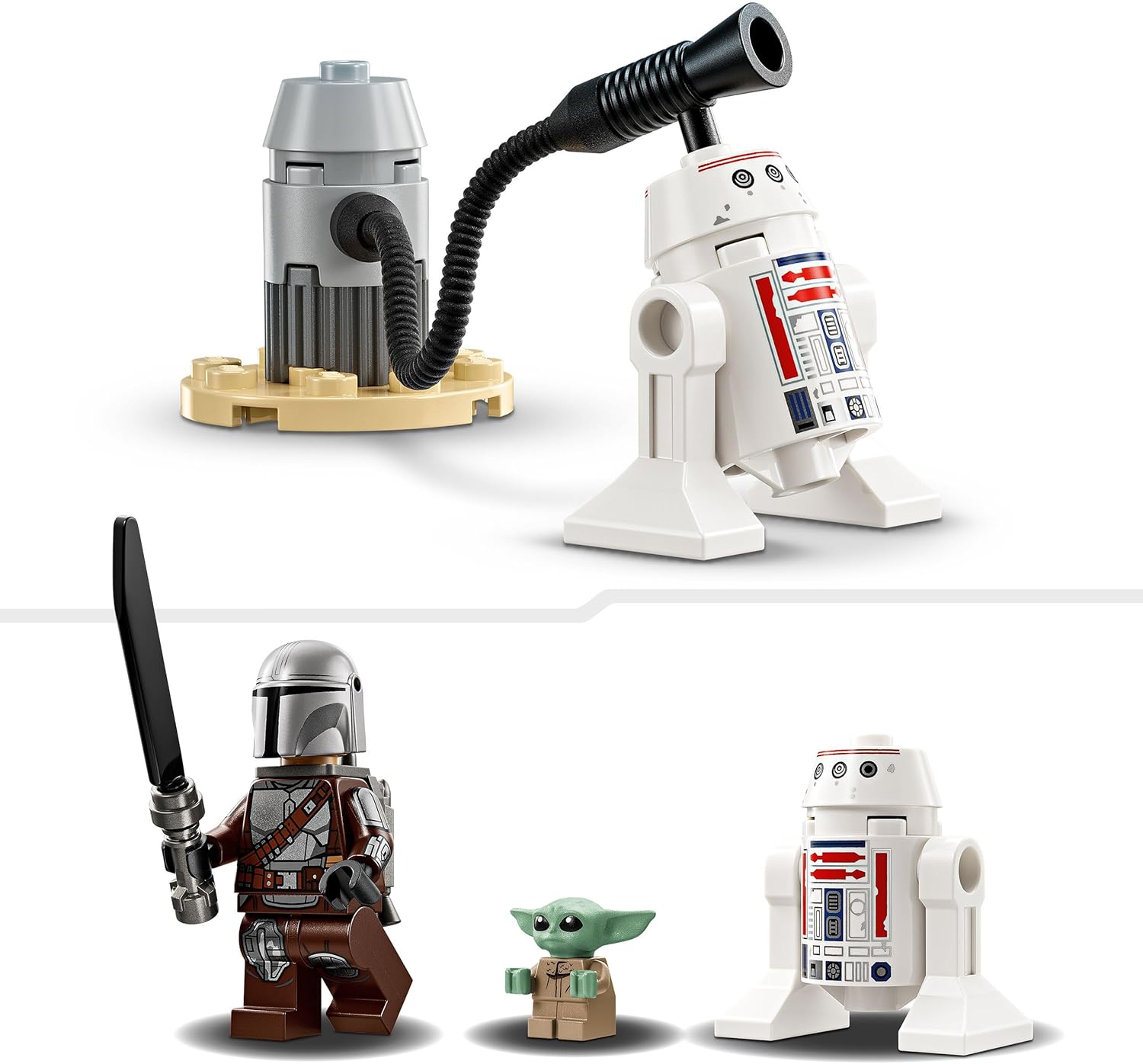 LEGO Star Wars 75410 Mando and Grogu’s N-1 Starfighter Building Toy with The Mandalorian Minifugure, Grogu & R5-D4 Figures, plus a Brick-Built Fueling Station, Playset for 4+ Year Old Boys & Girls