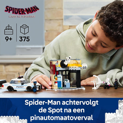 LEGO Marvel Spider-Verse: Miles Morales vs. de Spot, Superhelden Bouwpakket voor Kinderen met Speelgoed Auto, 4 Minifiguren en Speelgoedwinkel, Cadeau voor Jongens en Meisjes 76311