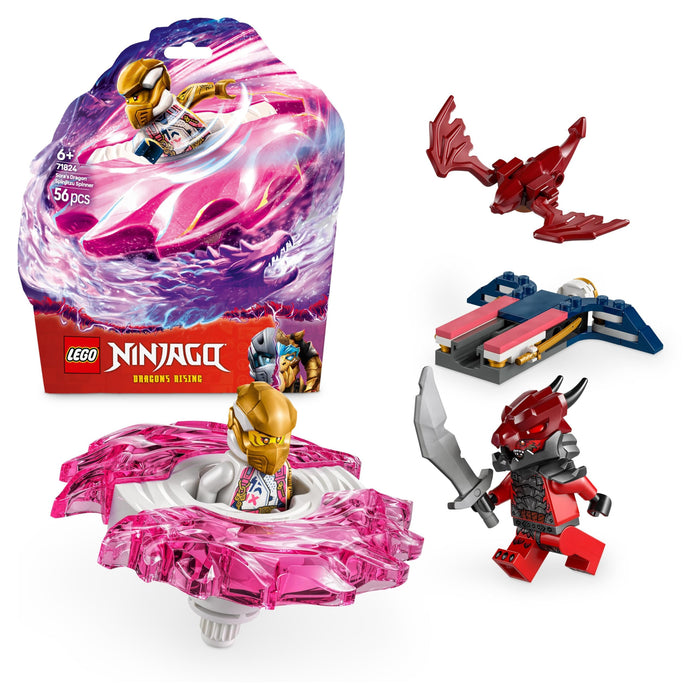 LEGO NINJAGO Sora’s Dragon Spinjitzu Spinner Set with 2 Minifigures & Flying Elements - Ninja Building Toy for 6+ Year Old Boys & Girls - Small Gift Idea - 71824