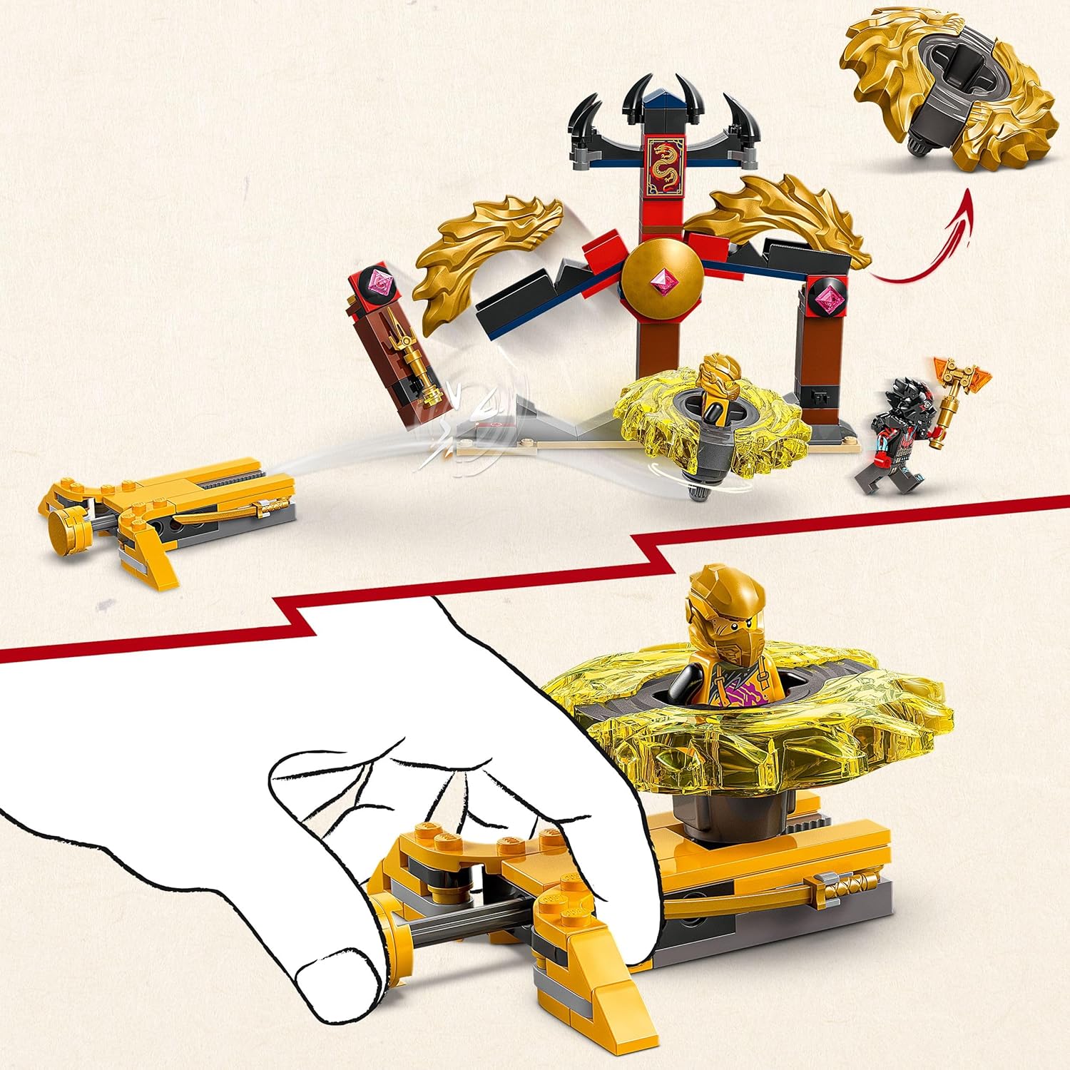 LEGO NINJAGO Dragon Spinjitzu Battle Pack Set with 2 Minifigures, Launchers & Flying Elements - Action Ninja Toy for 6+ Year Old Boys & Girls - Gifts for Dragons Rising TV Show Fans - 71826