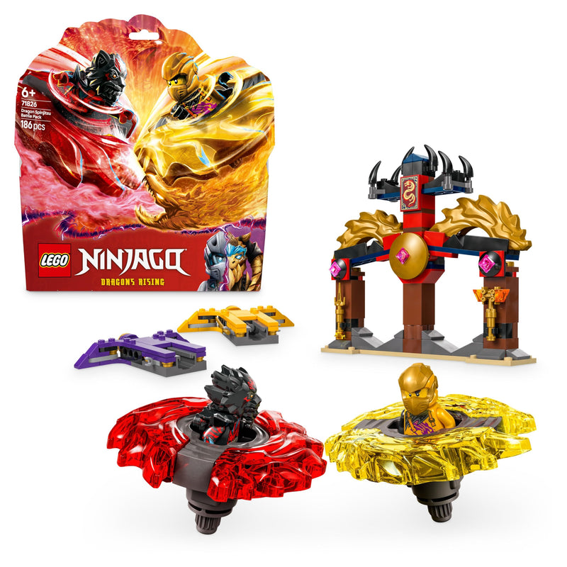 LEGO NINJAGO Dragon Spinjitzu Battle Pack Set with 2 Minifigures, Launchers & Flying Elements - Action Ninja Toy for 6+ Year Old Boys & Girls - Gifts for Dragons Rising TV Show Fans - 71826