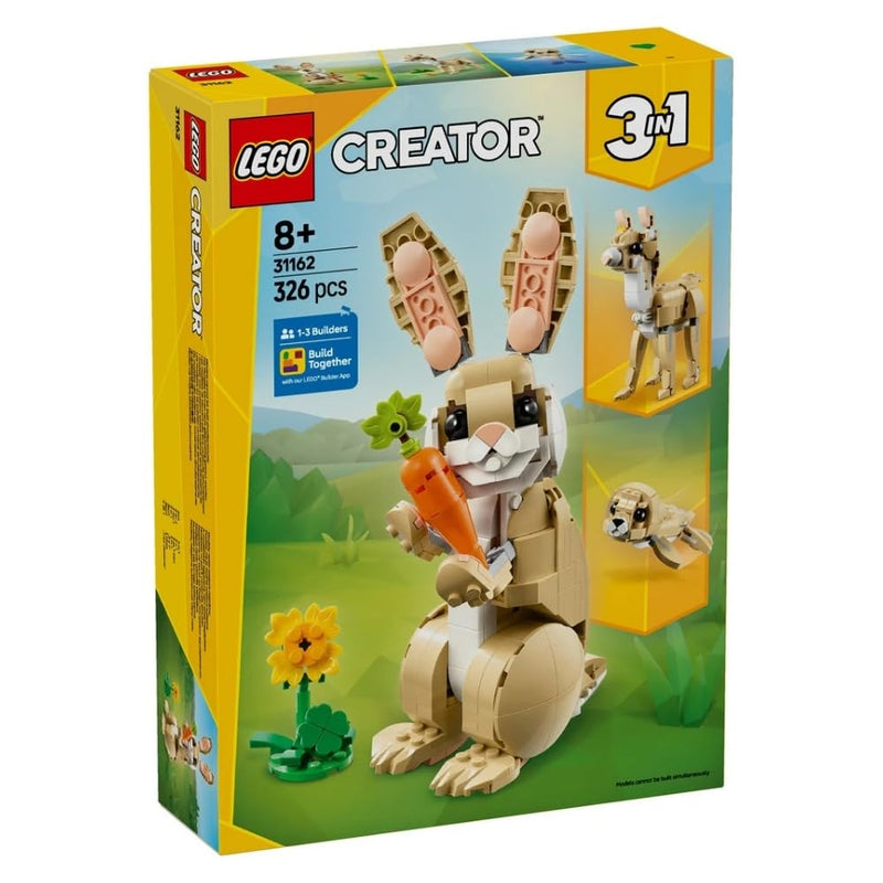 LEGO Creator 3 in 1 Adorabile Coniglio Giocattolo - Animale che si Trasforma in Lama o in Foca - Idea Regalo di Compleanno Creativa per Bambine e Bambini da 8 Anni in su - 31162