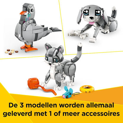 LEGO Creator 3in1 Playful Cat Toy - Transforms into a Pigeon or Pet Dog Figure - Animals Building Set for Kids, 8+ Year Old Girls & Boys - Creative Birthday Gift Idea - 31163