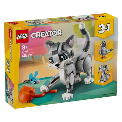 LEGO Creator 3in1 Playful Cat Toy - Transforms into a Pigeon or Pet Dog Figure - Animals Building Set for Kids, 8+ Year Old Girls & Boys - Creative Birthday Gift Idea - 31163