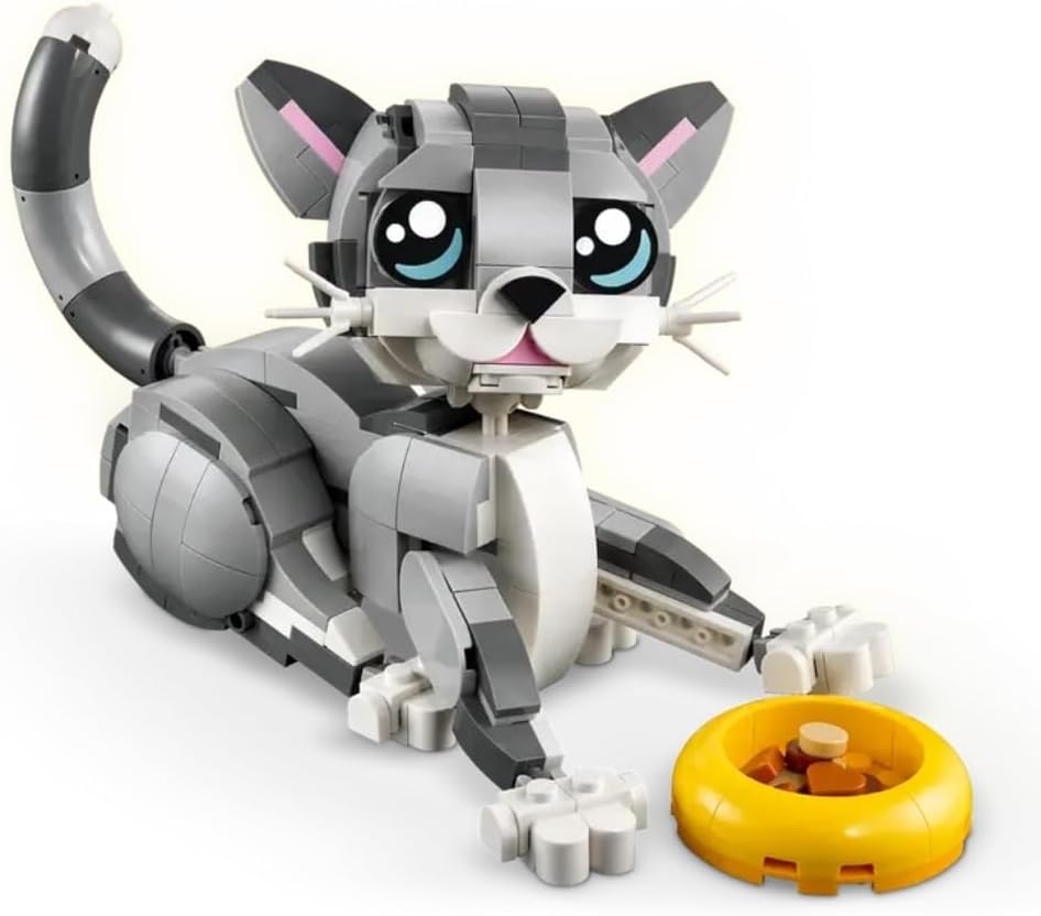 LEGO Creator 3in1 Playful Cat Toy - Transforms into a Pigeon or Pet Dog Figure - Animals Building Set for Kids, 8+ Year Old Girls & Boys - Creative Birthday Gift Idea - 31163