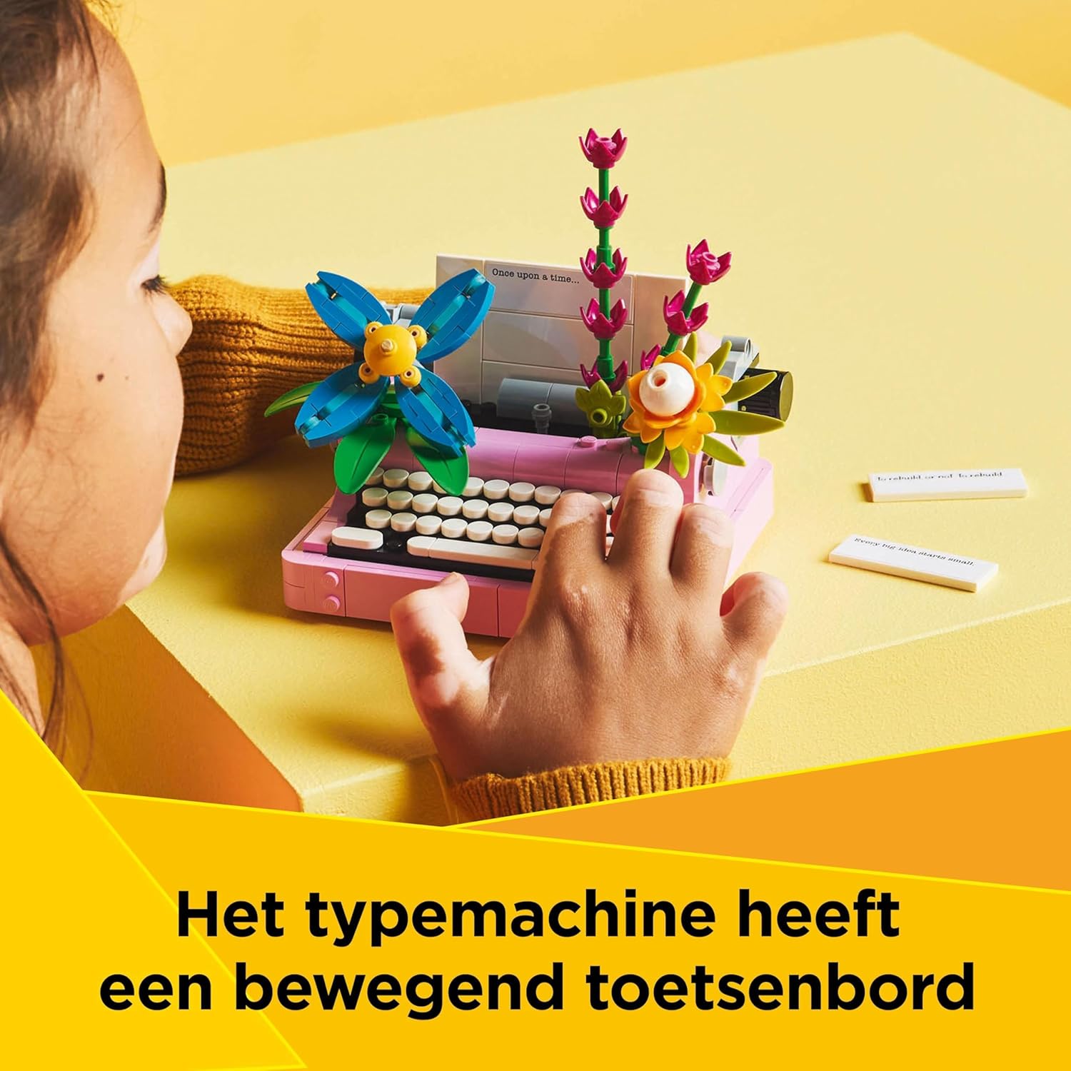 LEGO Creator 3in1 Typewriter with Flowers Toy - Transforms into a Keytar Model or a Flowerpot with a Pen & Notebook - Creative Birthday Gift for 8+ Year Old Girls & Boys - 31169