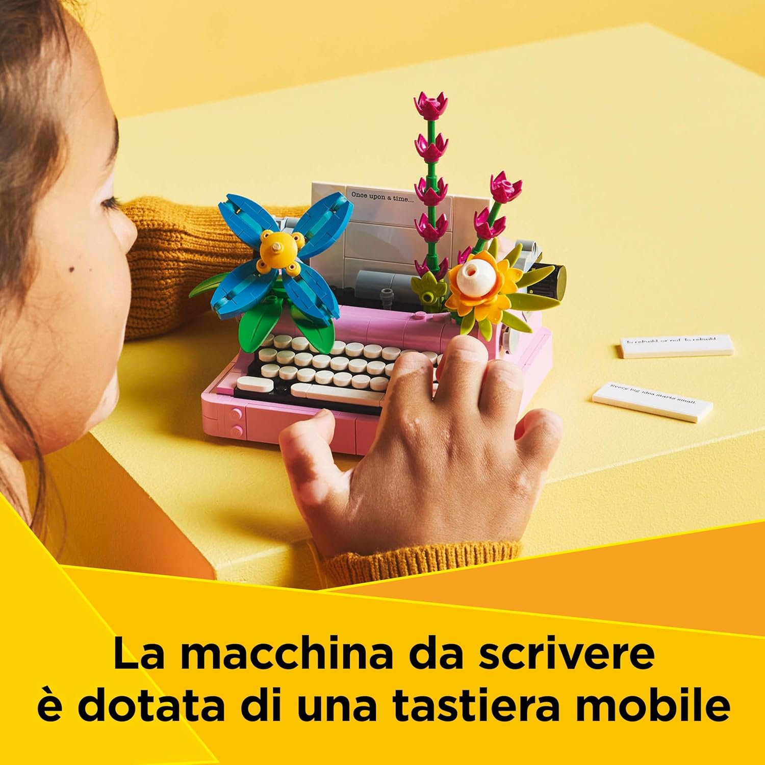 LEGO Creator 3in1 Typewriter with Flowers Toy - Transforms into a Keytar Model or a Flowerpot with a Pen & Notebook - Creative Birthday Gift for 8+ Year Old Girls & Boys - 31169