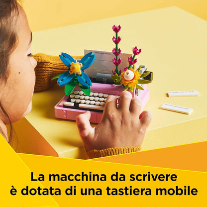 LEGO Creator 3in1 Typewriter with Flowers Toy - Transforms into a Keytar Model or a Flowerpot with a Pen & Notebook - Creative Birthday Gift for 8+ Year Old Girls & Boys - 31169