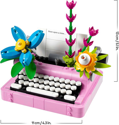 LEGO Creator 3in1 Typewriter with Flowers Toy - Transforms into a Keytar Model or a Flowerpot with a Pen & Notebook - Creative Birthday Gift for 8+ Year Old Girls & Boys - 31169
