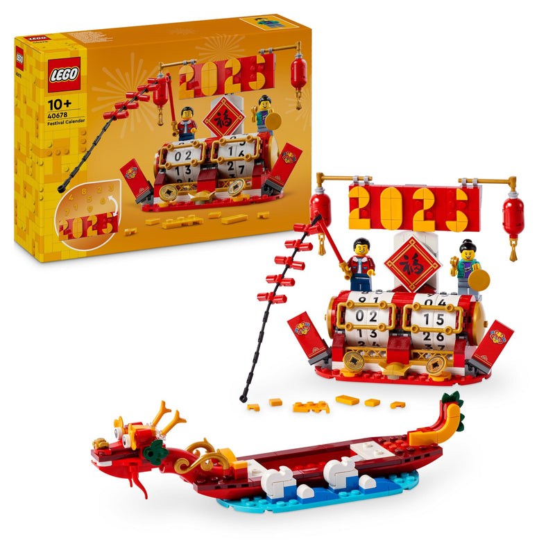 LEGO Festivalkalender Nieuw Maanjaar Speelgoed voor 10 jaar en Ouder, Decoratie Bouwpakket voor Kinderen met Drakenkop en Minifiguren, Rollenspellen Cadeau voor Meisjes, Jongens en Tieners 40678