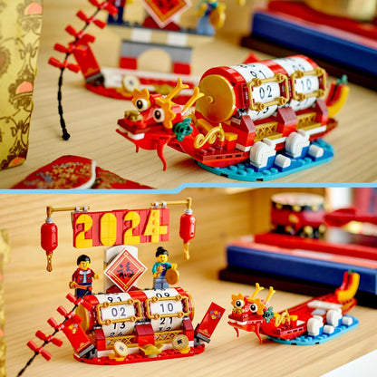 LEGO Festivalkalender Nieuw Maanjaar Speelgoed voor 10 jaar en Ouder, Decoratie Bouwpakket voor Kinderen met Drakenkop en Minifiguren, Rollenspellen Cadeau voor Meisjes, Jongens en Tieners 40678