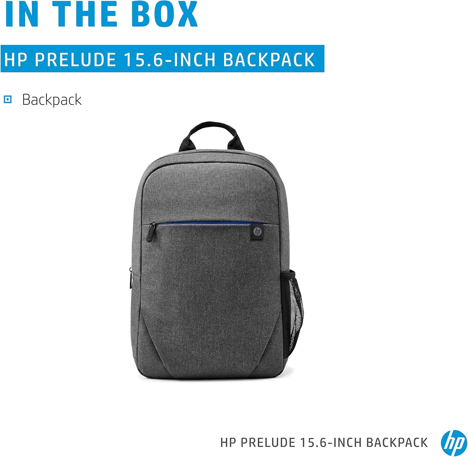 HP Prelude, Zaino per Laptop fino da 15,6", con Cinghie Imbottite Antiscivolo e Cerniera Colorata, 1 Scomparto Principale e 6 Tasche Interne ed Esterne, Realizzato con Materiale Riciclato, Grigio