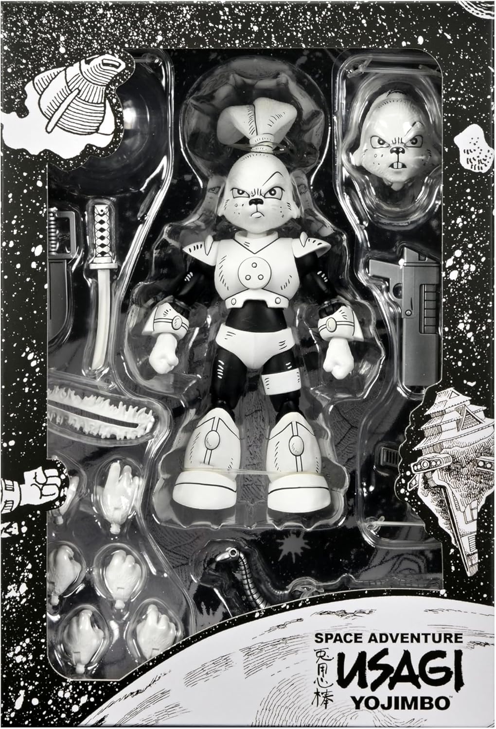 NECA Usagi Yojimbo – 1:7 Scale Collectible Action Figure, Space Usagi Yojimbo Black & White Figure