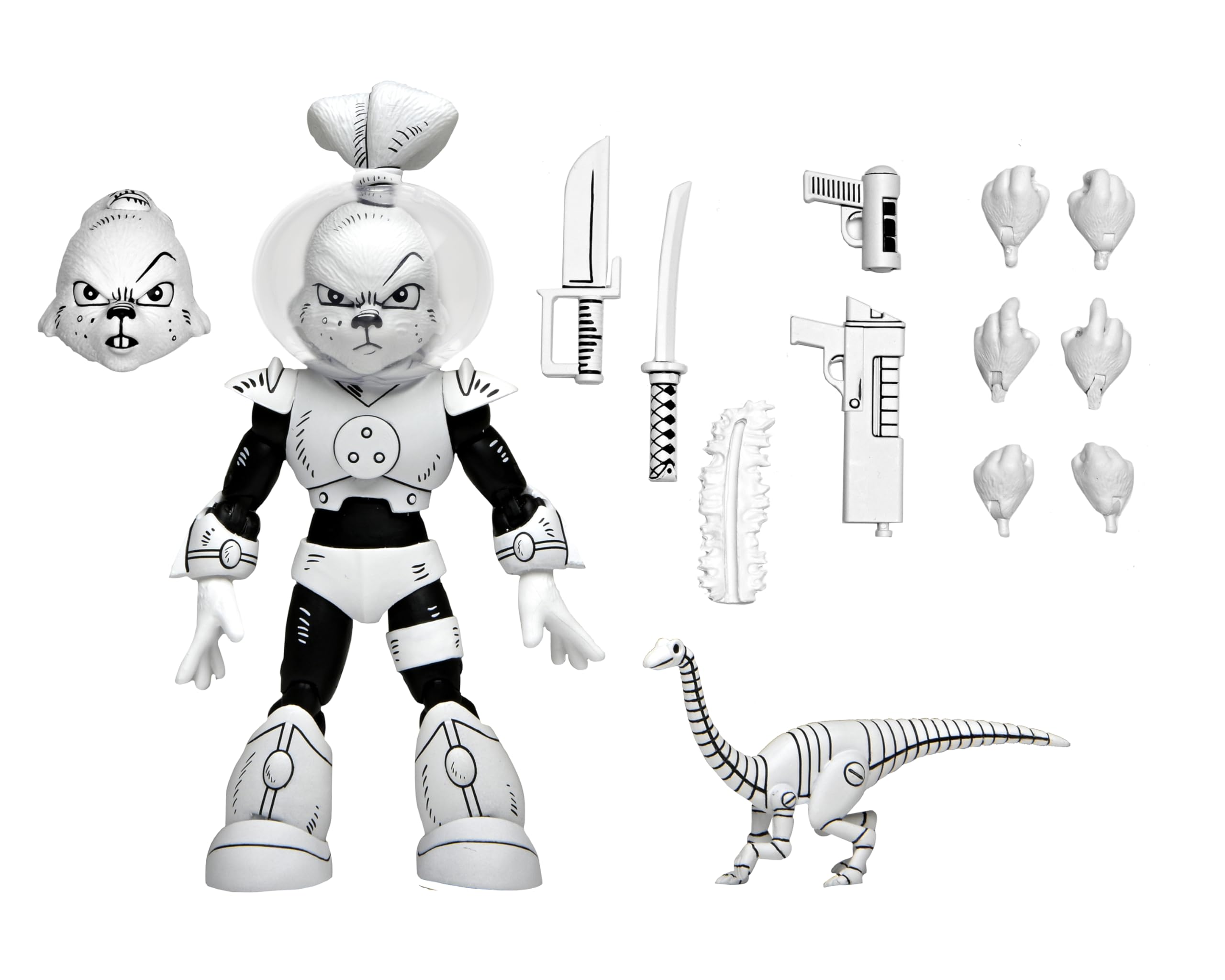 NECA Usagi Yojimbo – 1:7 Scale Collectible Action Figure, Space Usagi Yojimbo Black & White Figure