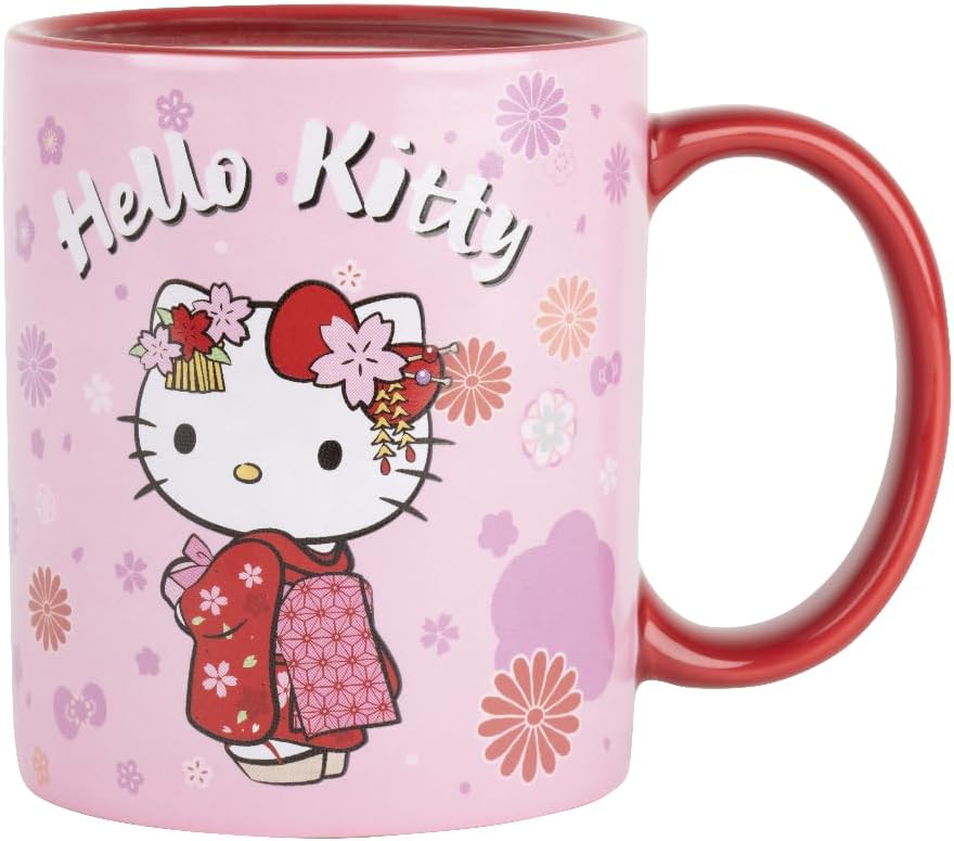 Konix Hello Kitty Kimono Heat Active Mug, 320 ml, Red