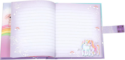 Depesche 13440 Ylvi Diary with Number Code, Sound and Light, Book in Blue and Purple, with Unicorn Motif and 192 Lined and Colourful Illustrated Pages
