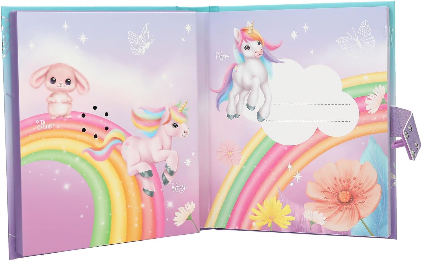 Depesche 13440 Ylvi Diary with Number Code, Sound and Light, Book in Blue and Purple, with Unicorn Motif and 192 Lined and Colourful Illustrated Pages