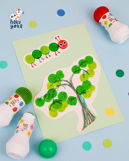 Hakuyoka Dot Markers - Washable Painting 5-Color Set | Easy Grip & Non-Toxic | Fun Dot Art for Kids (Vivid Colors