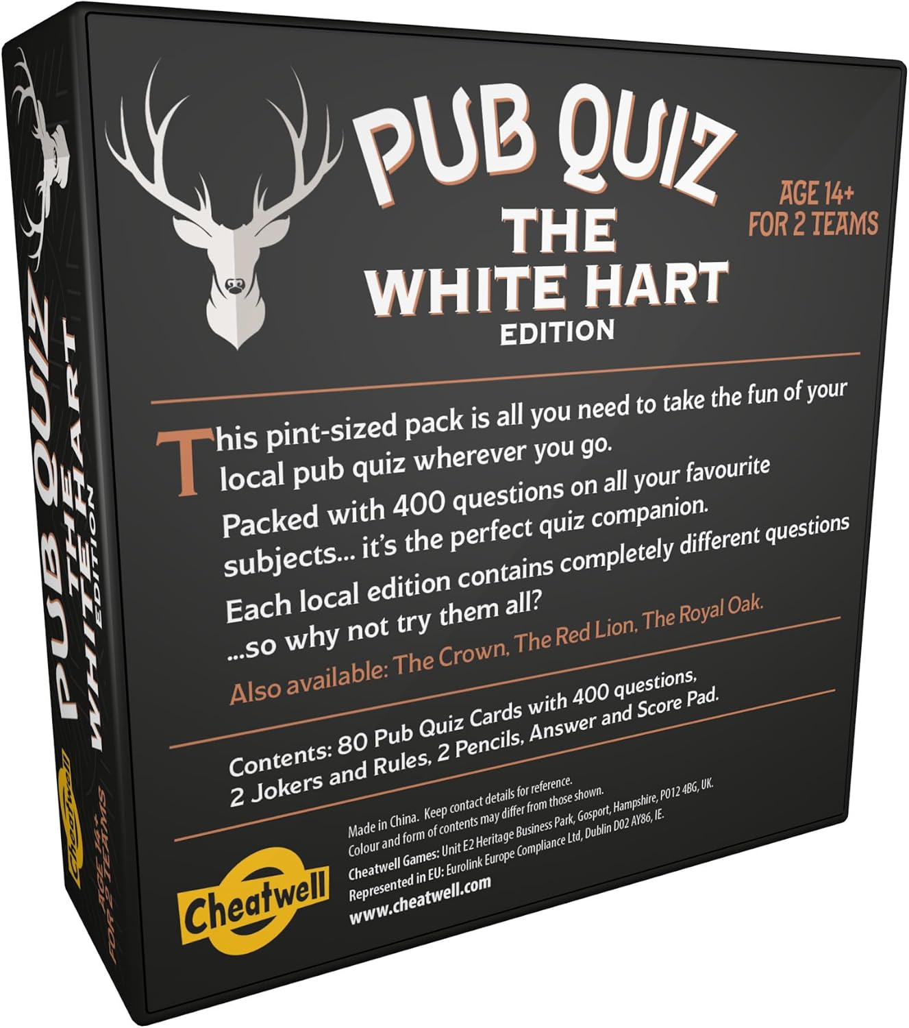 CHEATWELL GAMES The White Hart Pub Quiz - 400 Questions Across Every Category Imaginable - Comes With Answer Pad & Pencils - Ages 14+